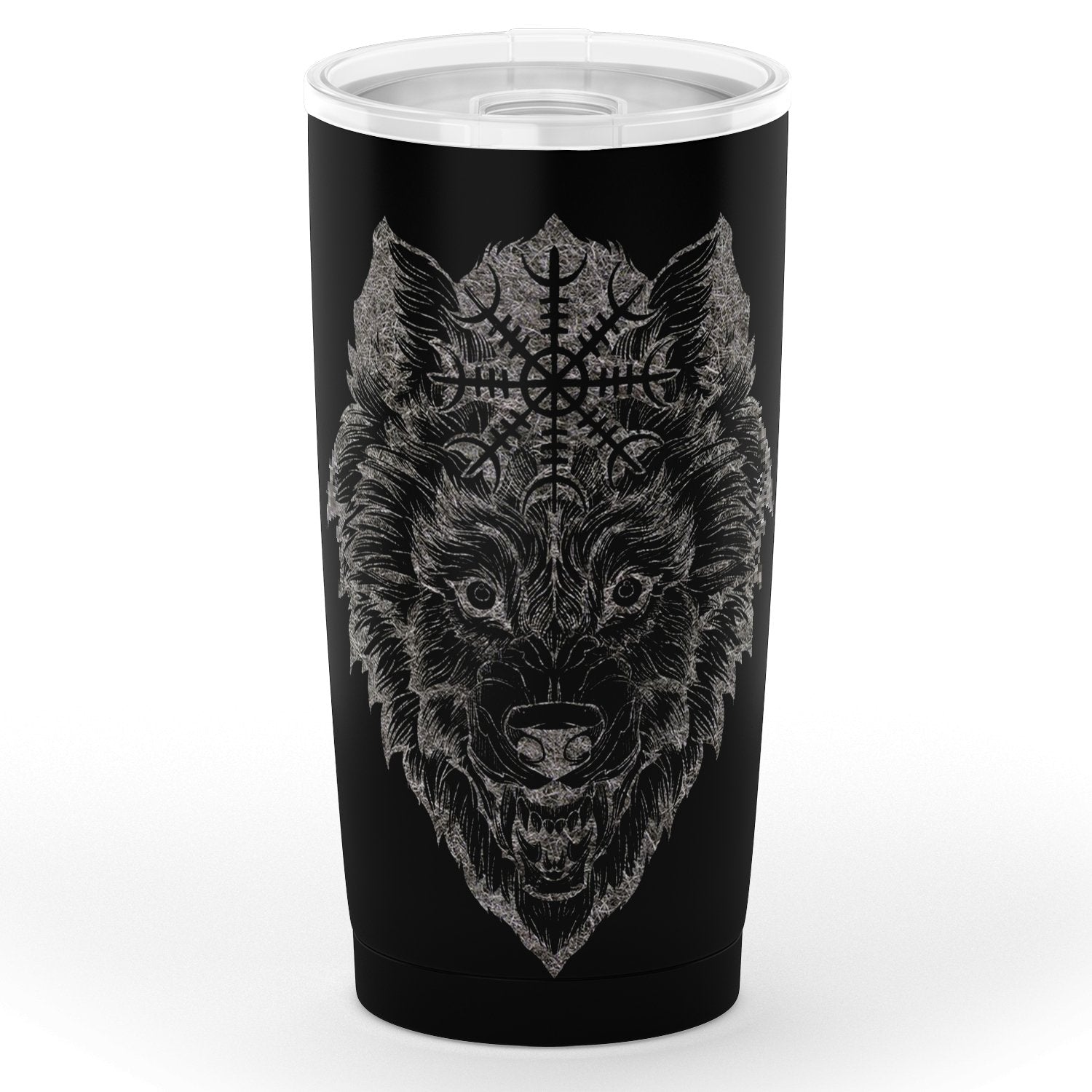 Wolf Head with Helm of Awe 20oz Tumbler - VikingsBrand