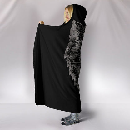 Wolf Head with Helm of Awe Hooded Blanket - VikingsBrand