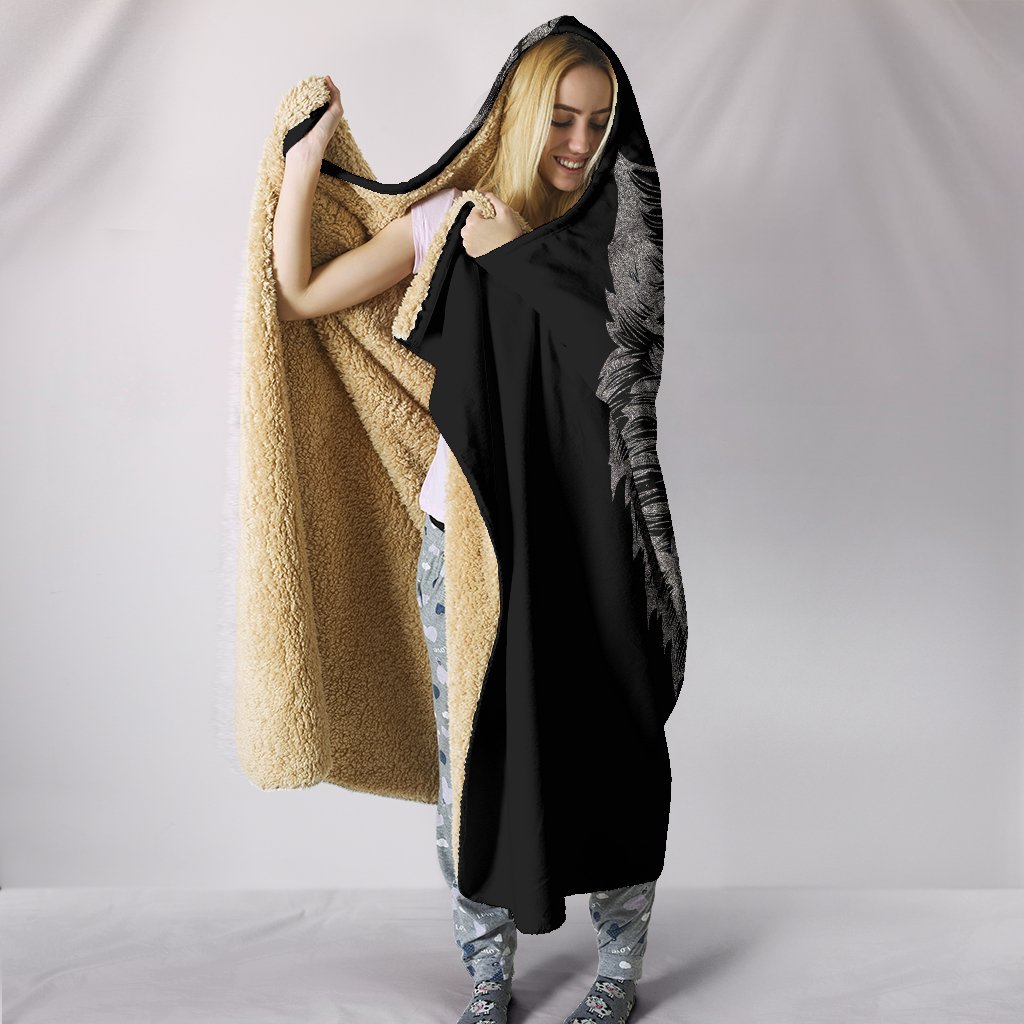 Wolf Head with Helm of Awe Hooded Blanket - VikingsBrand