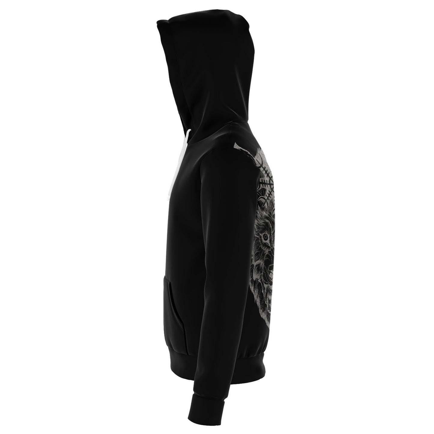 Wolf Head with Helm of Awe Hoodie Back - VikingsBrand
