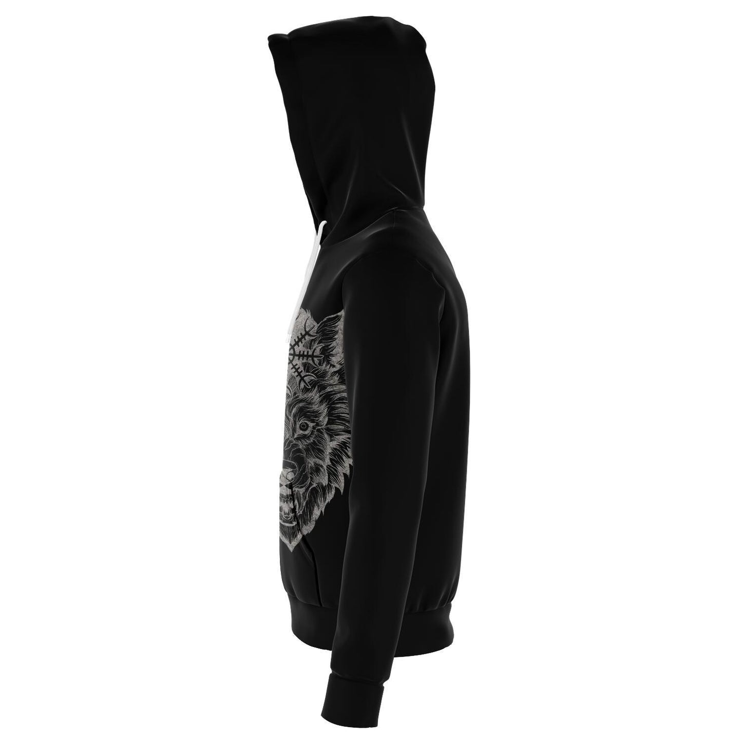 Wolf Head with Helm of Awe Hoodie Front - VikingsBrand