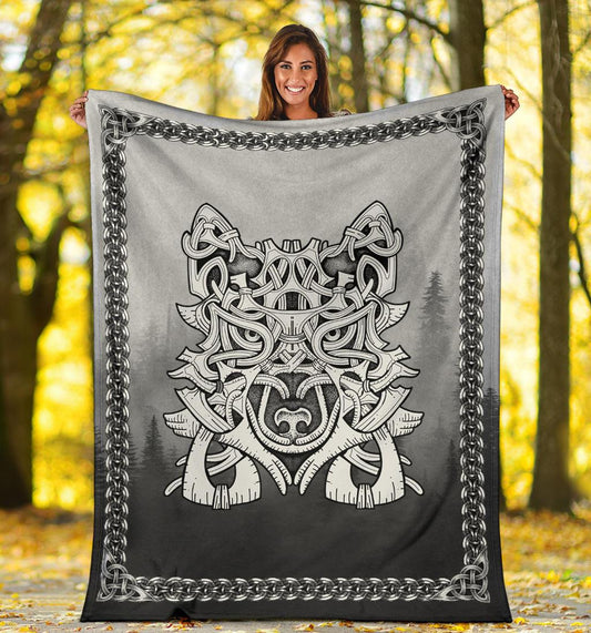 Wolf in Spruce Forest Blanket - Viking Home Decor