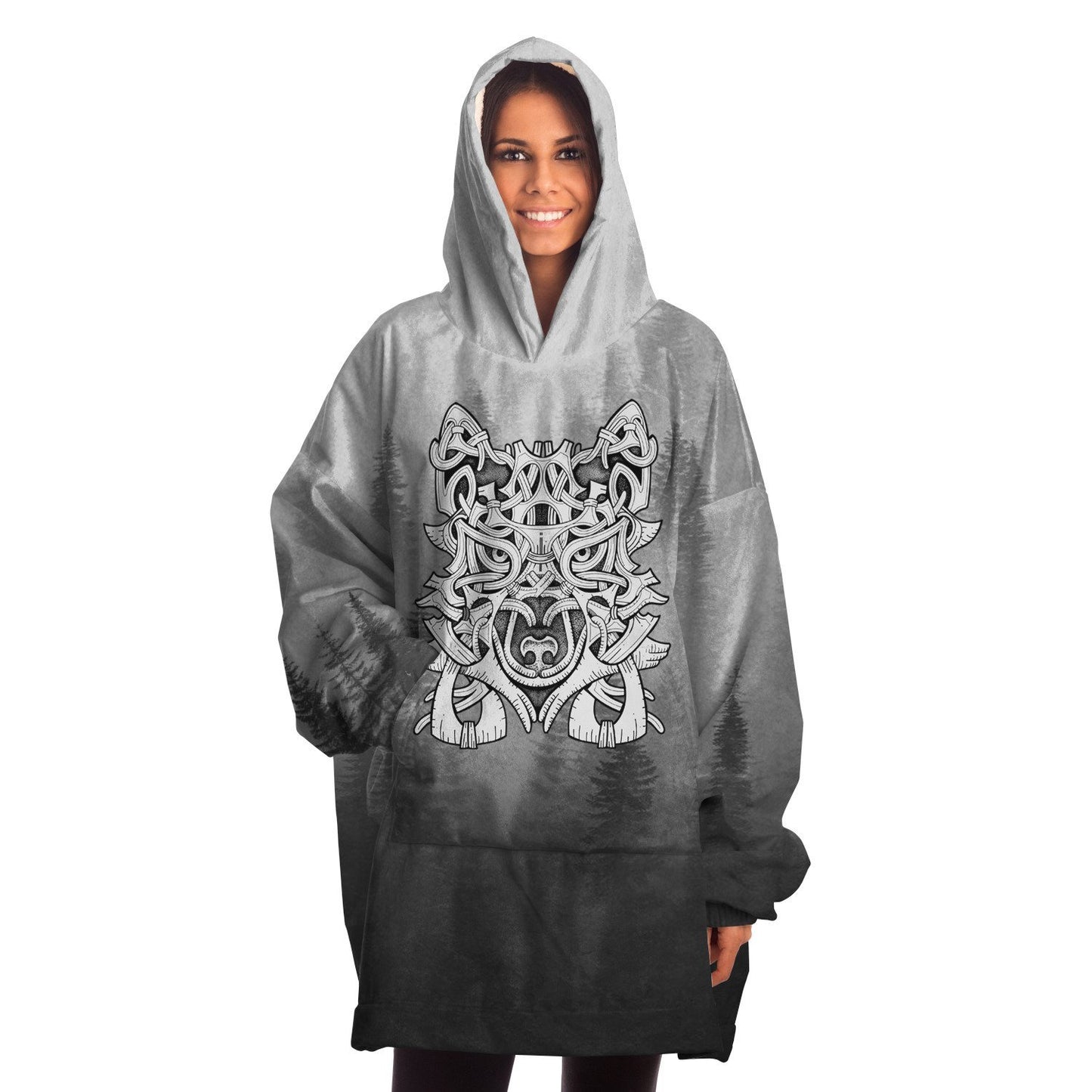 Wolf in Spruce Forest Hygge Snug Viking Hoodie