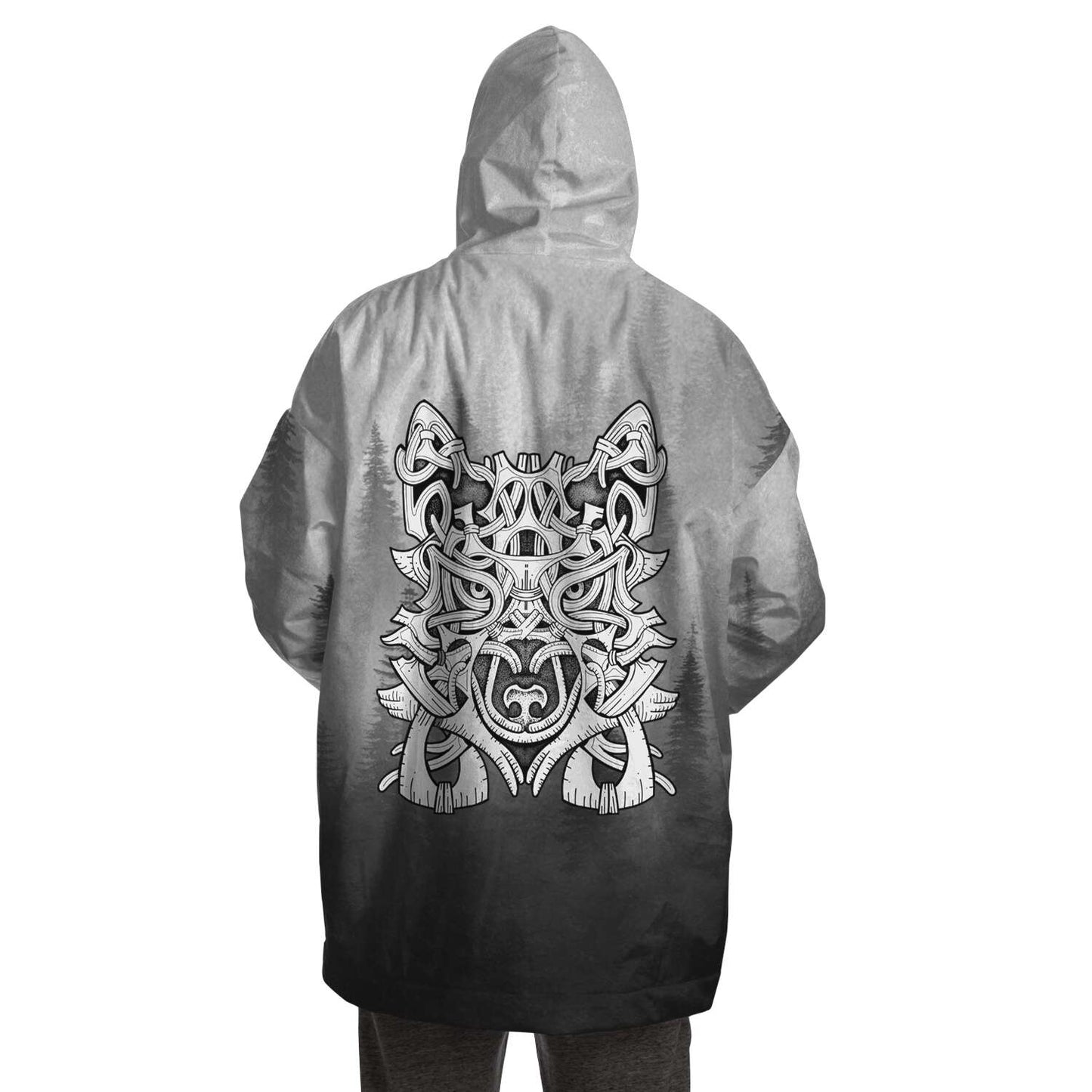 Wolf in Spruce Forest Hygge Snug Viking Hoodie - Back