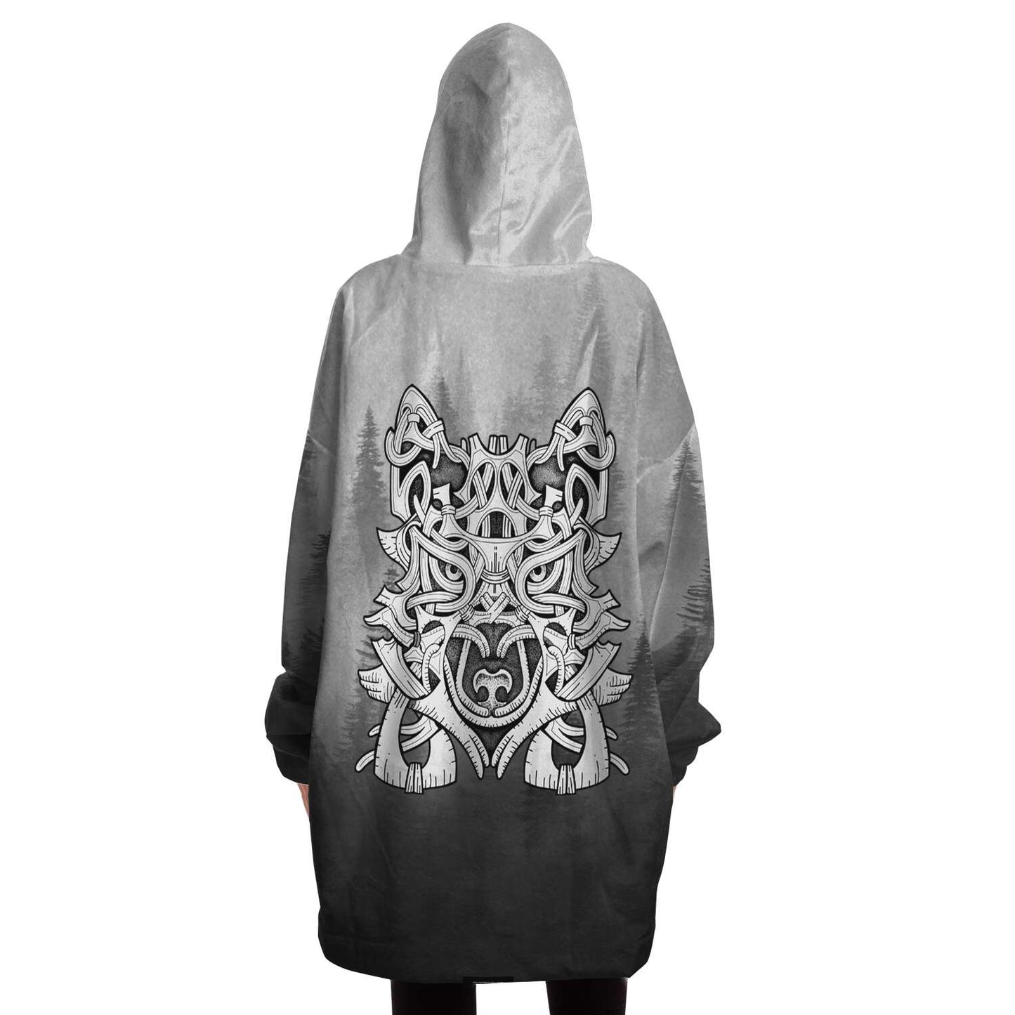 Wolf in Spruce Forest Hygge Snug Viking Hoodie - Back