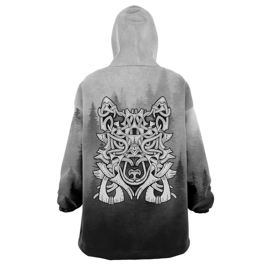 Wolf in Spruce Forest Hygge Snug Viking Hoodie - Back