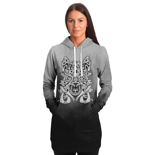 Wolf in Spruce Forest Longline Hoodie for Shieldmaidens
