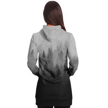 Wolf in Spruce Forest Longline Hoodie for Shieldmaidens