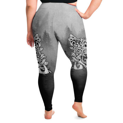 Wolf in Spruce Forest Pluse Size Leggings for Shieldmaiden