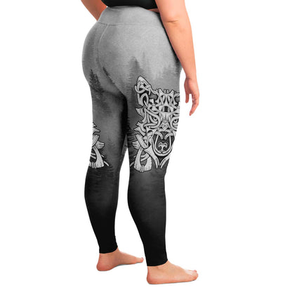 Wolf in Spruce Forest Pluse Size Leggings for Shieldmaiden