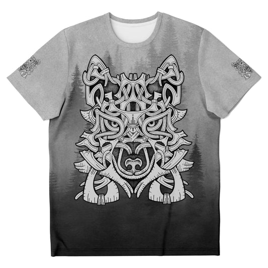 Wolf in Spruce Forest Unisex Viking T-Shirt