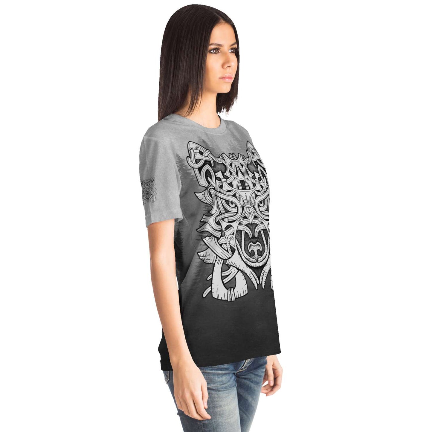 Wolf in Spruce Forest Unisex Viking T-Shirt