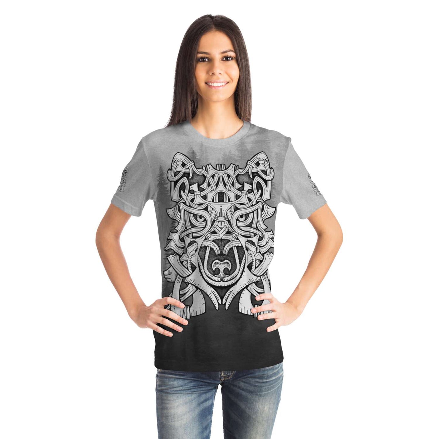 Wolf in Spruce Forest Unisex Viking T-Shirt
