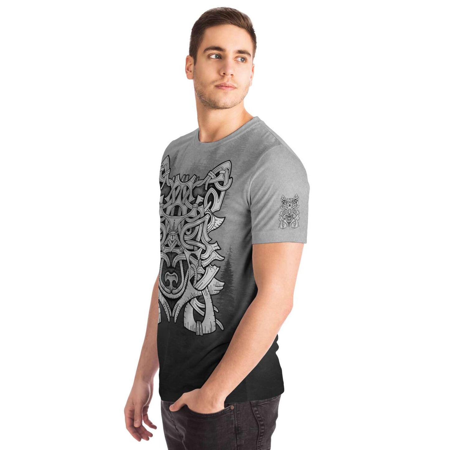Wolf in Spruce Forest Unisex Viking T-Shirt