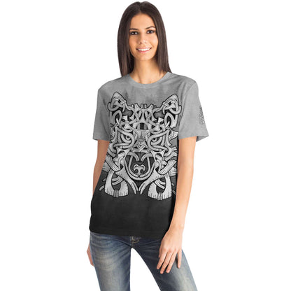Wolf in Spruce Forest Unisex Viking T-Shirt