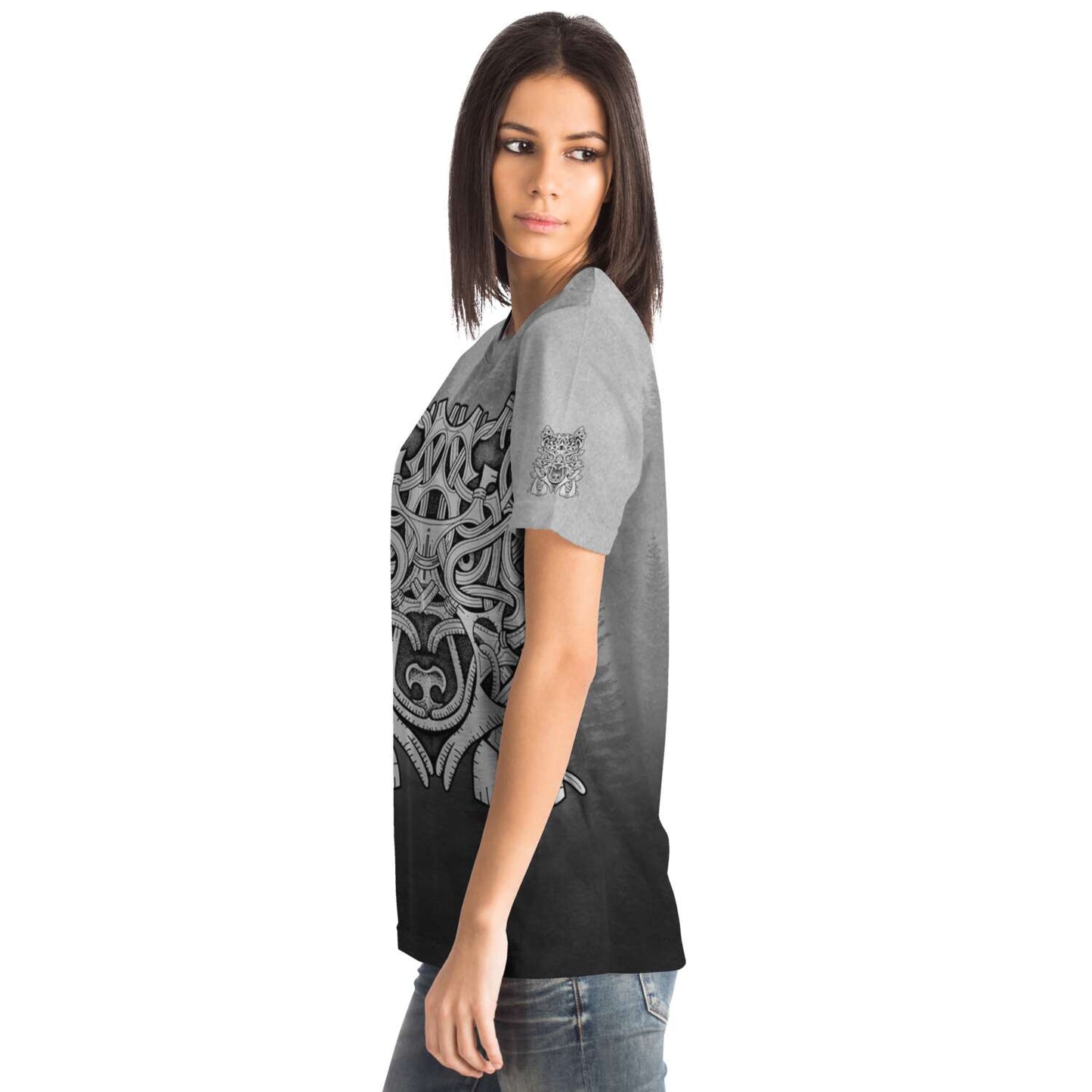 Wolf in Spruce Forest Unisex Viking T-Shirt
