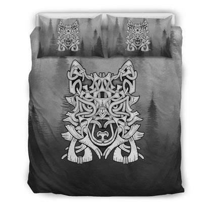 Wolf in Spruce Forest Viking Bedding Set - Viking Home Decor