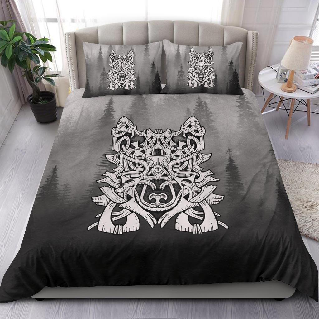 Wolf in Spruce Forest Viking Bedding Set - Viking Home Decor