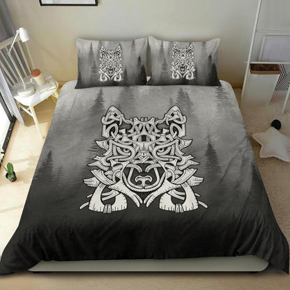 Wolf in Spruce Forest Viking Bedding Set - Viking Home Decor