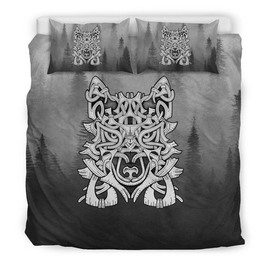 Wolf in Spruce Forest Viking Bedding Set - Viking Home Decor