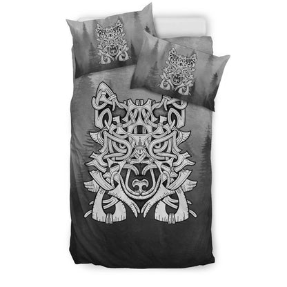 Wolf in Spruce Forest Viking Bedding Set - Viking Home Decor