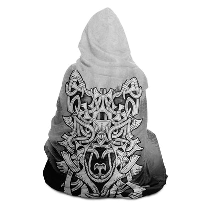 Wolf in Spruce Forest Viking Hooded Blanket