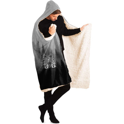 Wolf in Spruce Forest Viking Hooded Blanket