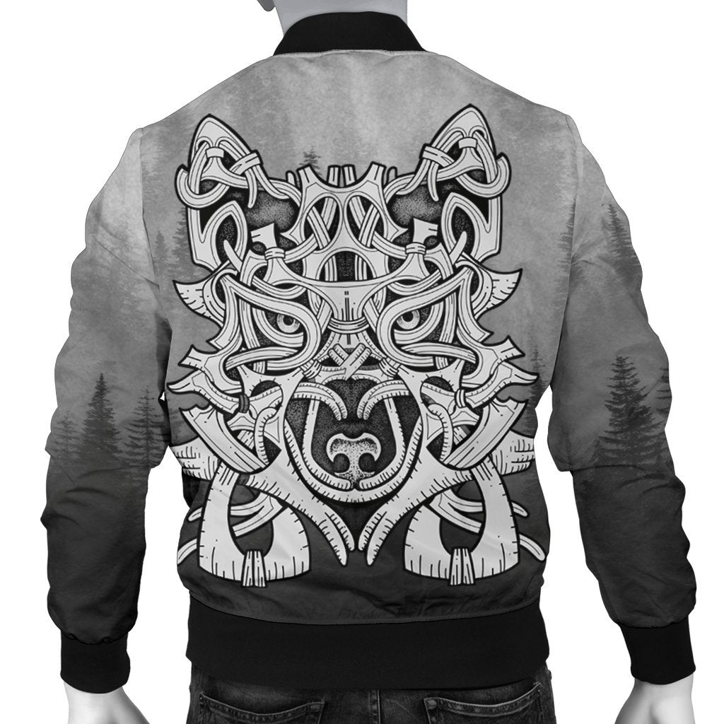 Wolf in Spruce Forest Viking Mens Bomber Jacket