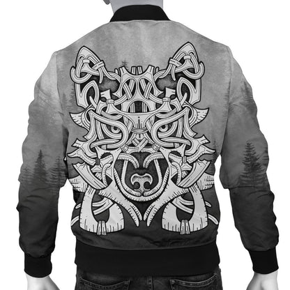 Wolf in Spruce Forest Viking Mens Bomber Jacket