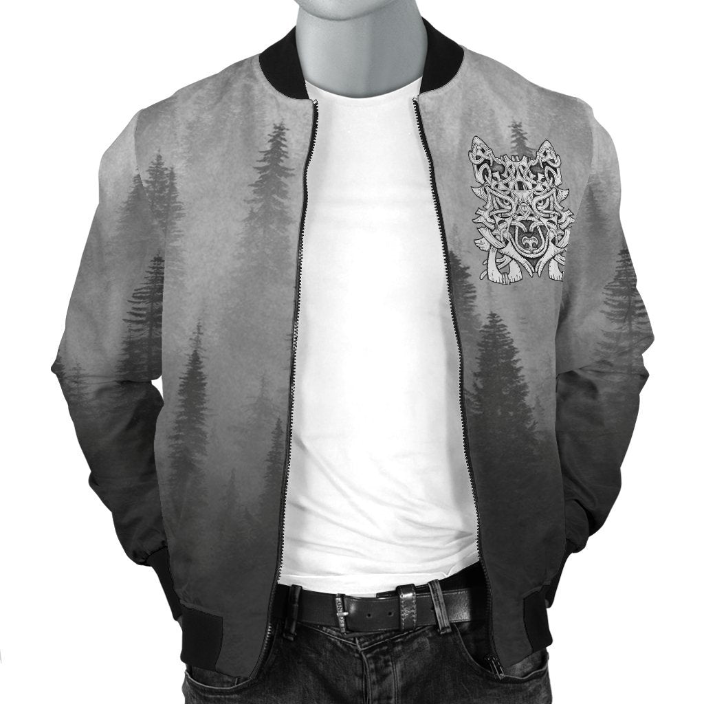 Wolf in Spruce Forest Viking Mens Bomber Jacket