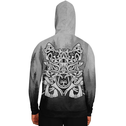 Wolf in Spruce Forest Viking Unisex Hoodie - Back