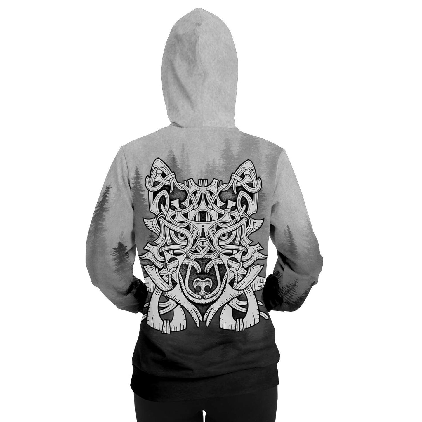 Wolf in Spruce Forest Viking Unisex Hoodie - Back