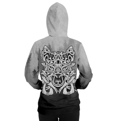 Wolf in Spruce Forest Viking Unisex Hoodie - Back