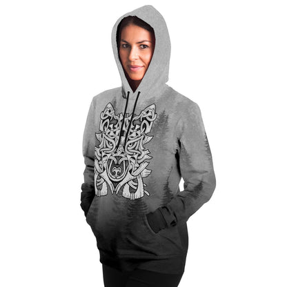 Wolf in Spruce Forest Viking Unisex Hoodie - Front