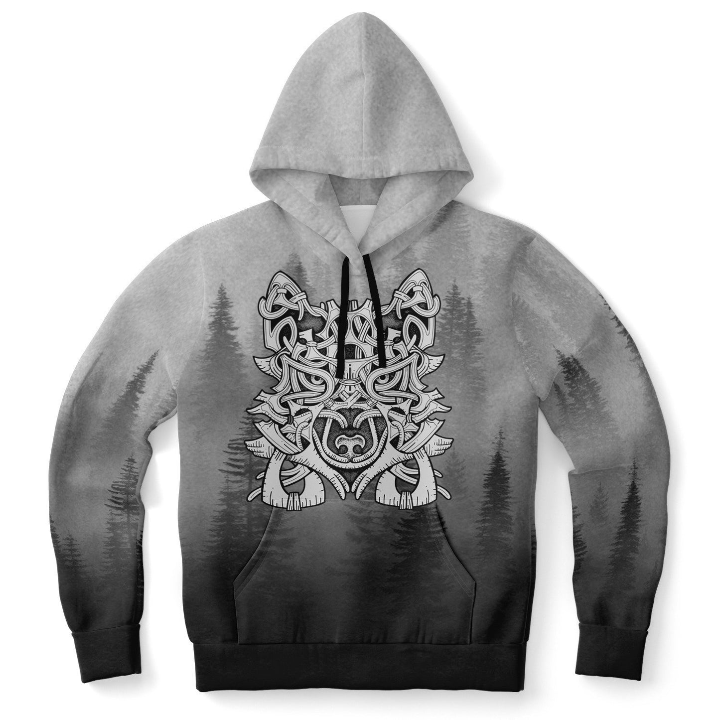 Wolf in Spruce Forest Viking Unisex Hoodie - Front