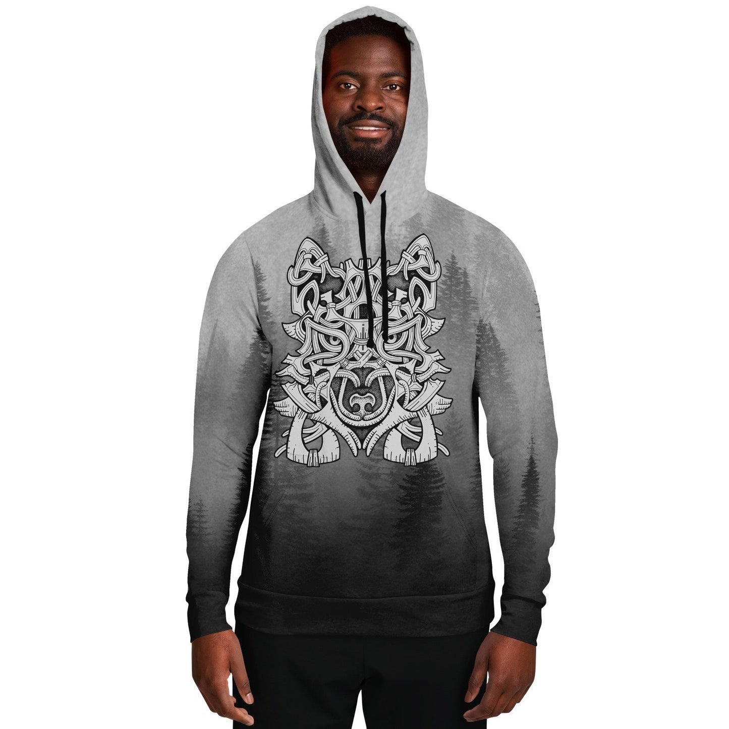 Wolf in Spruce Forest Viking Unisex Hoodie - Front