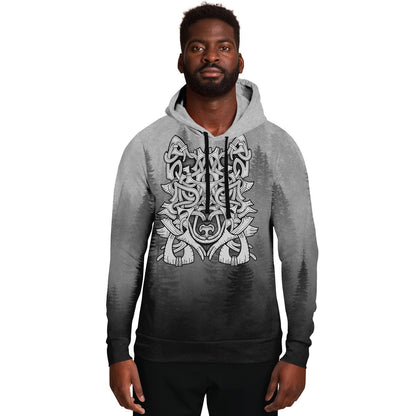 Wolf in Spruce Forest Viking Unisex Hoodie - Front