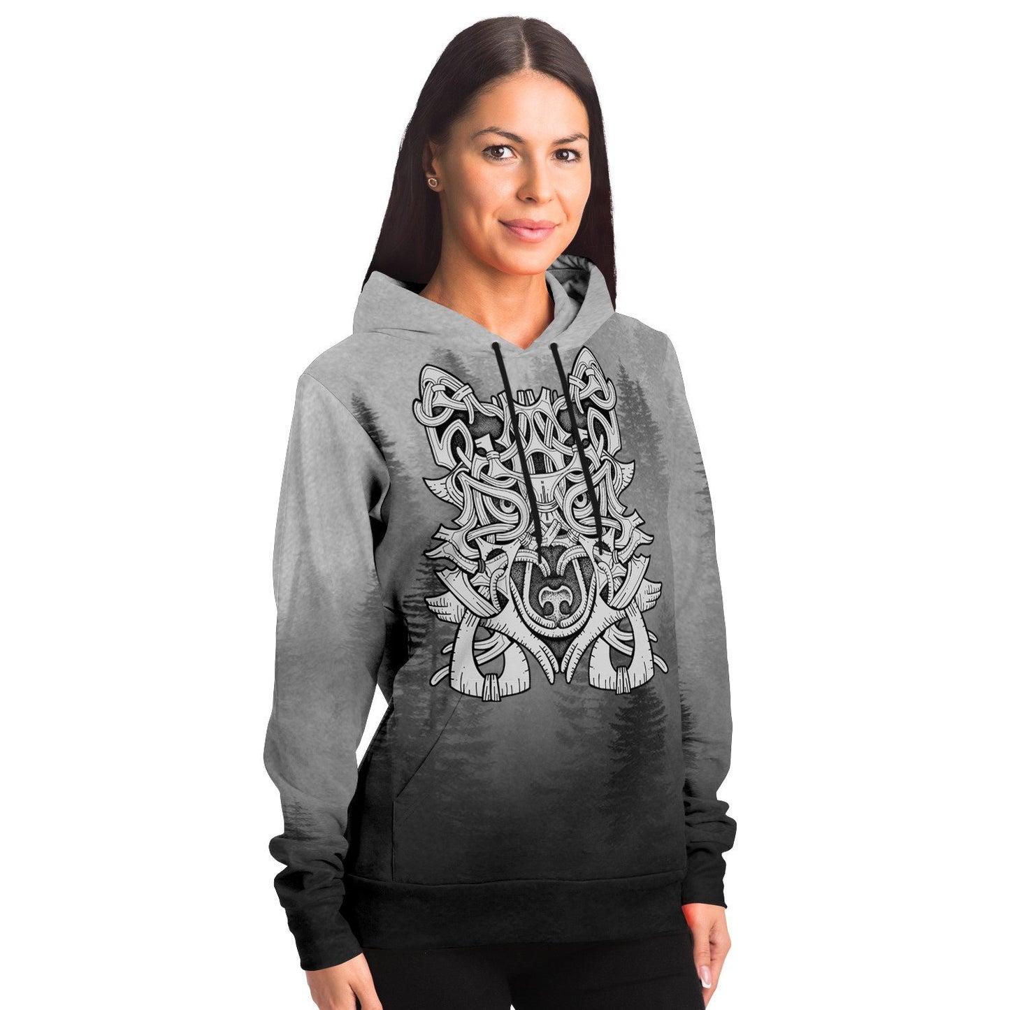 Wolf in Spruce Forest Viking Unisex Hoodie - Front