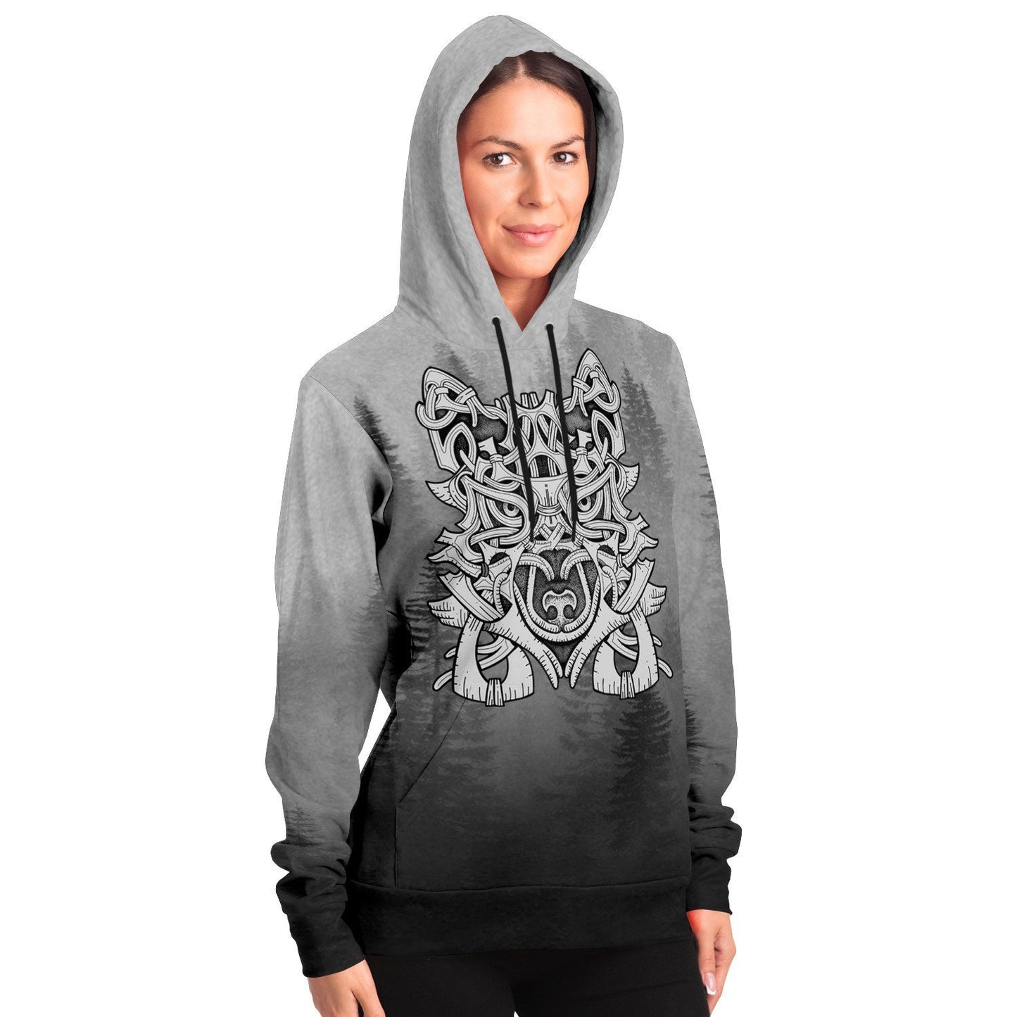 Wolf in Spruce Forest Viking Unisex Hoodie - Front