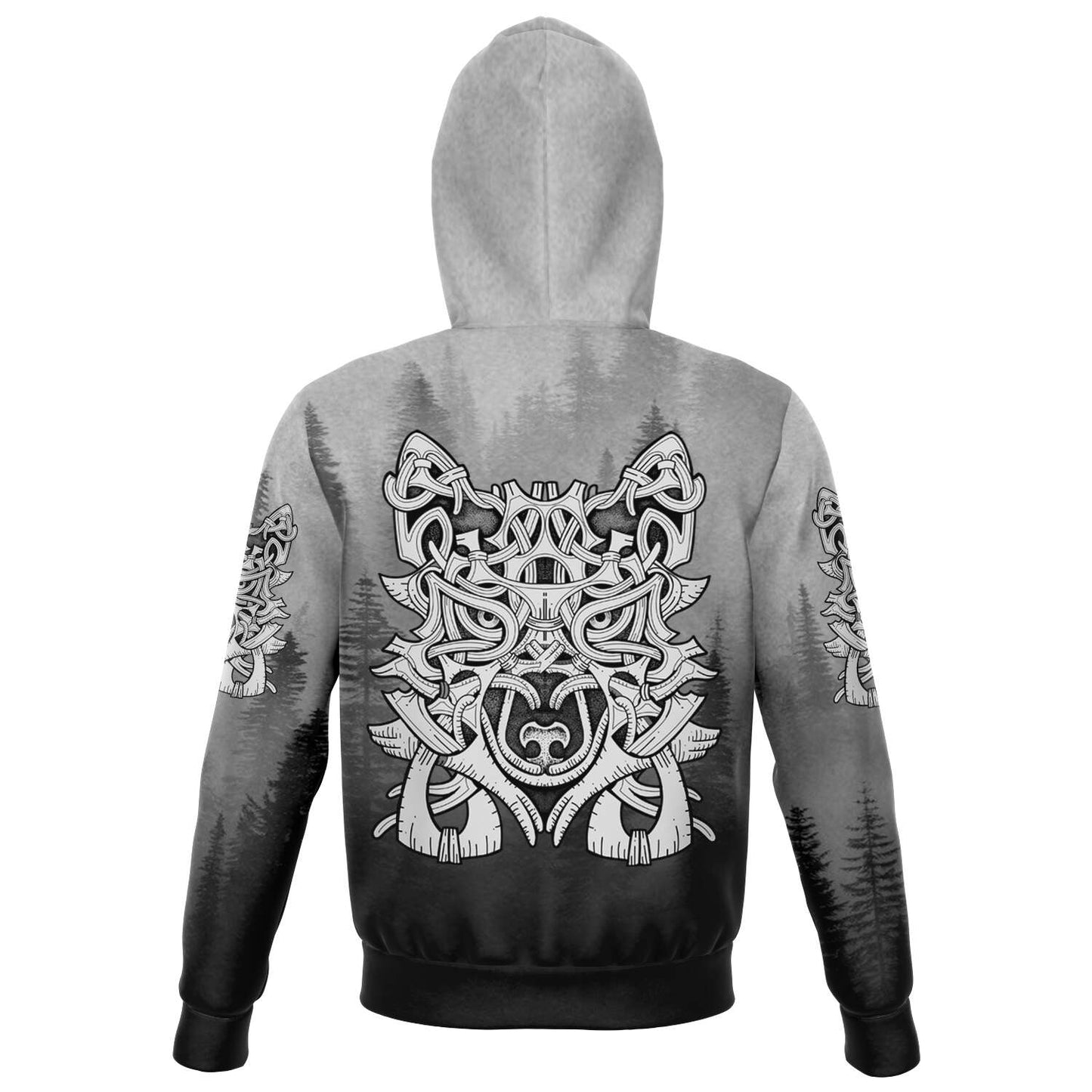 Wolf in Spruce Forest Zip-Up Hoodie