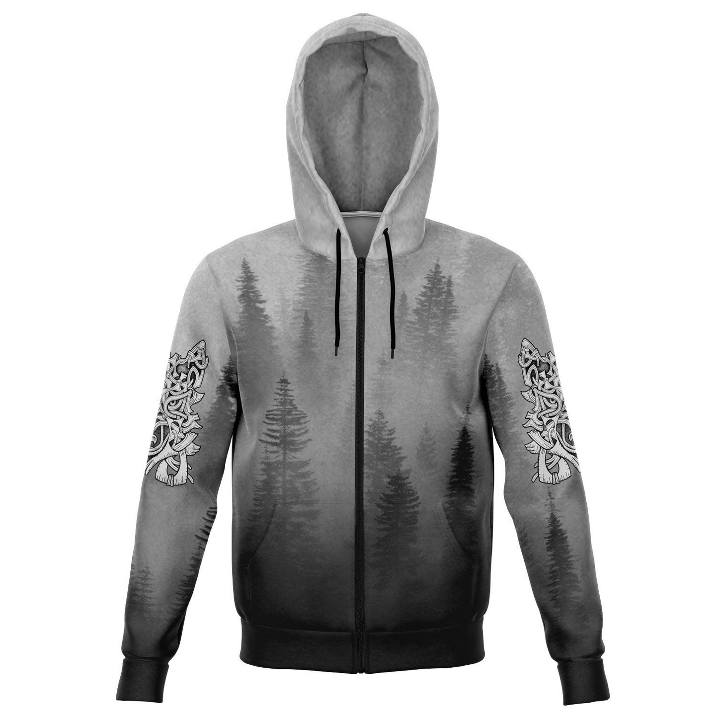 Wolf in Spruce Forest Zip-Up Hoodie