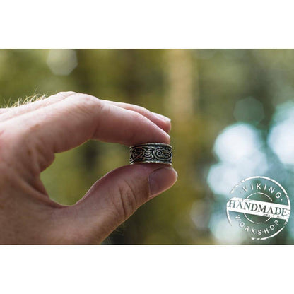 Wolf Ornament Ring Handmade Sterling Silver Viking Ring - VikingsBrand