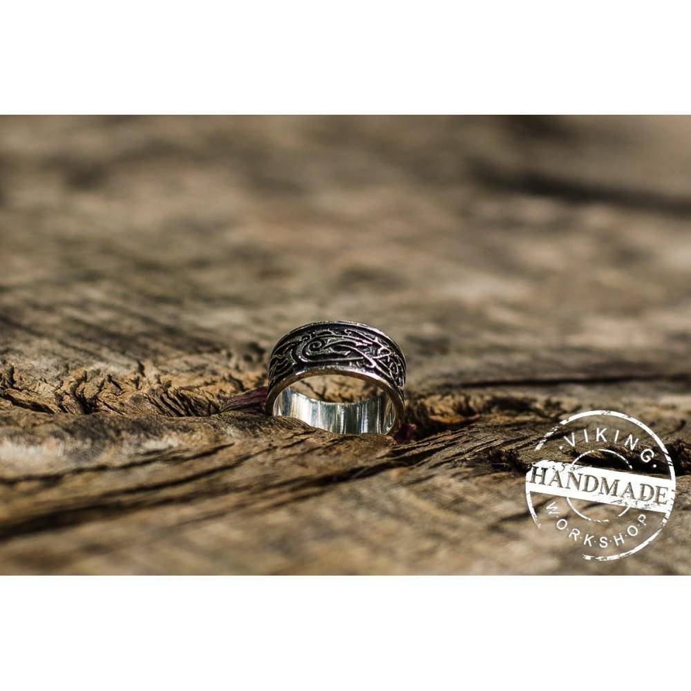 Wolf Ornament Ring Handmade Sterling Silver Viking Ring - VikingsBrand