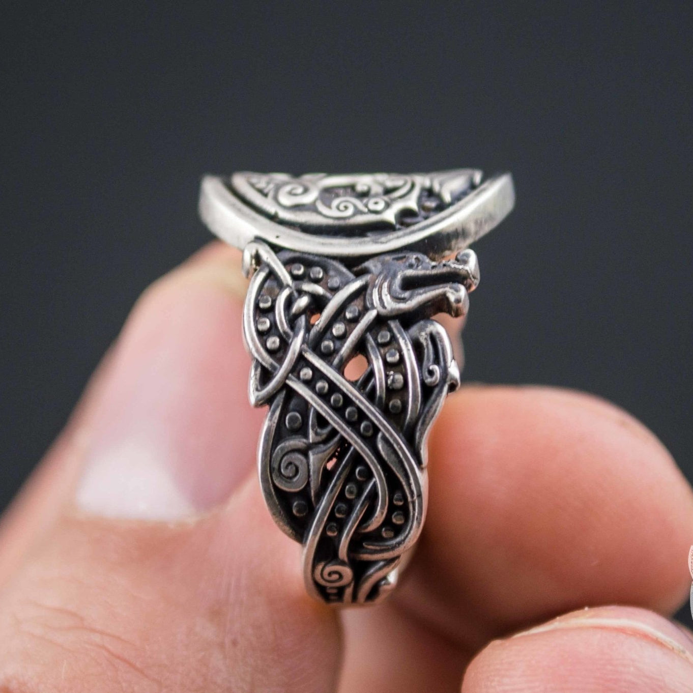 Wolf Style Odin Raven 925 Sterling Silver Viking Ring - VikingsBrand