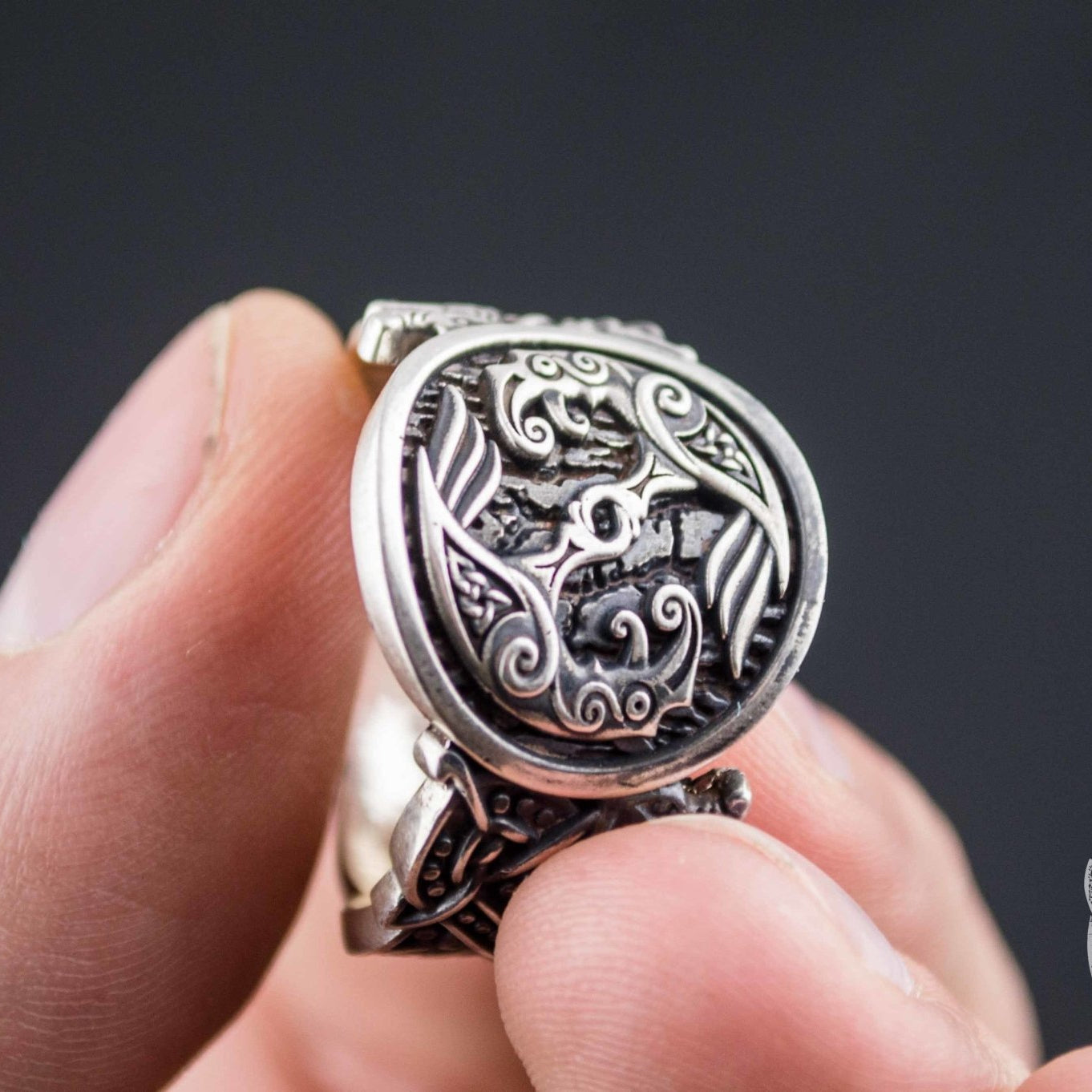 Wolf Style Odin Raven 925 Sterling Silver Viking Ring - VikingsBrand