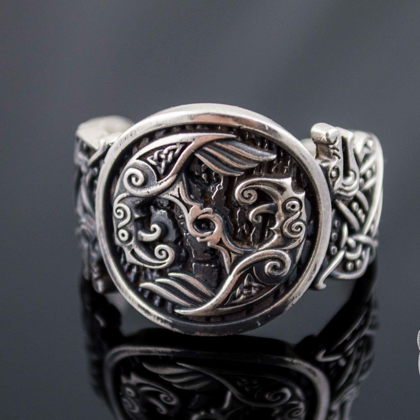 Wolf Style Odin Raven 925 Sterling Silver Viking Ring - VikingsBrand