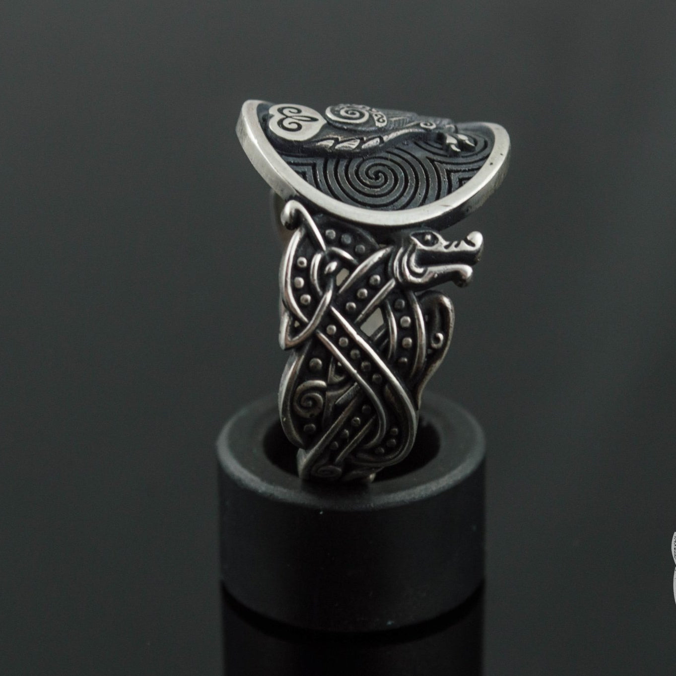 Wolf Style Owl Symbol 925 Sterling Silver Viking Ring - VikingsBrand