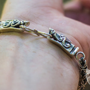 Wikinger-Armband mit Wolfsköpfen aus 925er Sterlingsilber