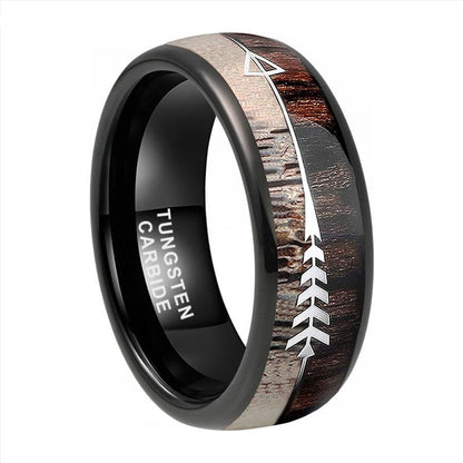 Wood Antler with Arrows - Tungsten Rings - 8mm