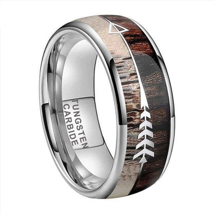 Wood Antler with Arrows - Tungsten Rings - 8mm